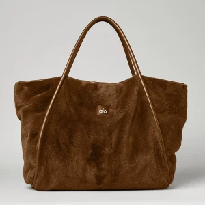 Faux Fur Tote Bag - Chocolate