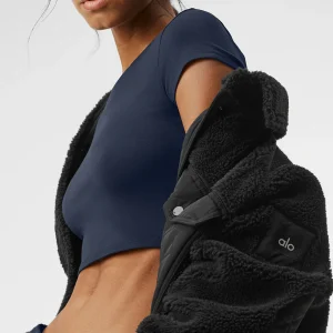 Alosoft Crop Finesse Short Sleeve - Navy