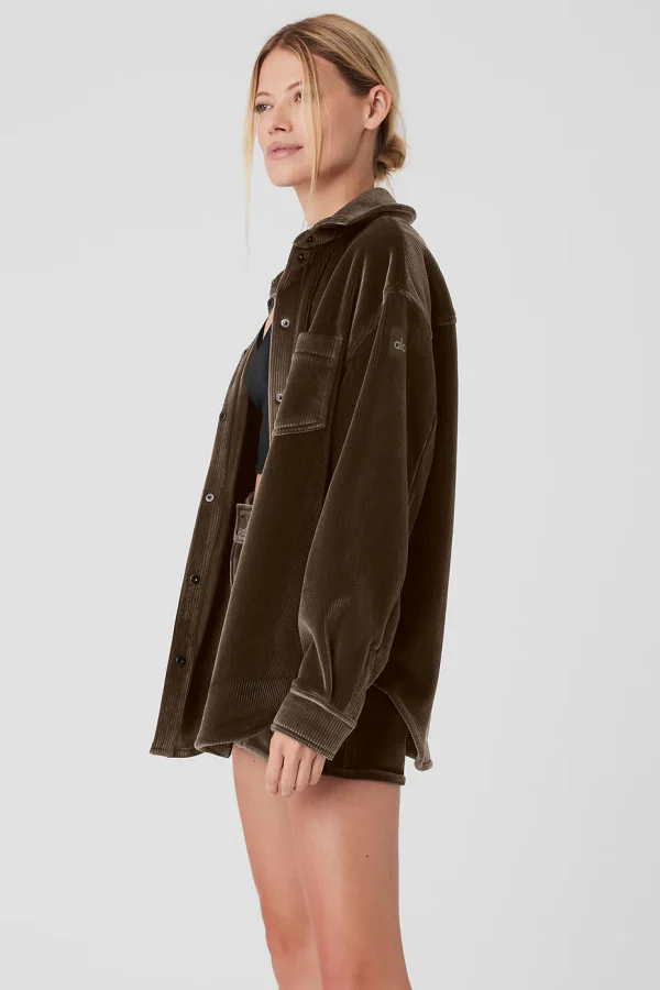 Ribbed Velour Mountain Side Shacket - Macchiato