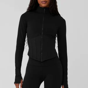 Airbrush Corset Full Zip Jacket - Black