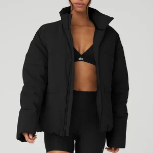 Stretch Woven Street Puffer - Black