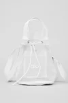 Sheer Cross Body Bucket Bag - White