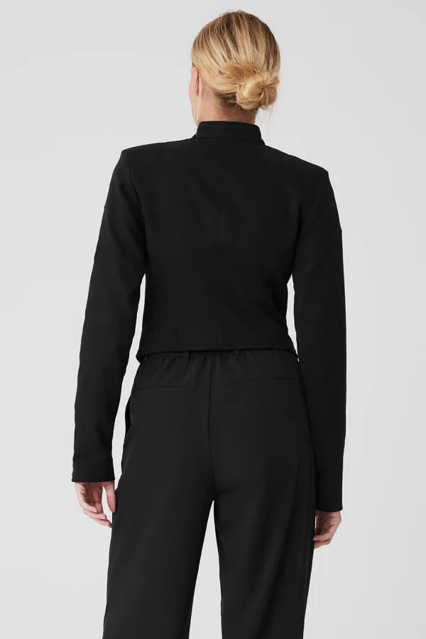 Cropped Full Throttle Moto Jacket - Black