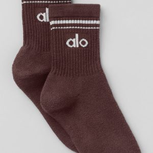 Unisex Half-Crew Throwback Sock – Brownstone/White