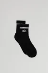 Unisex Half-Crew Throwback Sock - Black/White