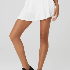 Micro Plisse Tennis Skirt - White