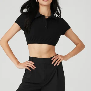 Cropped Prestige Polo - Black