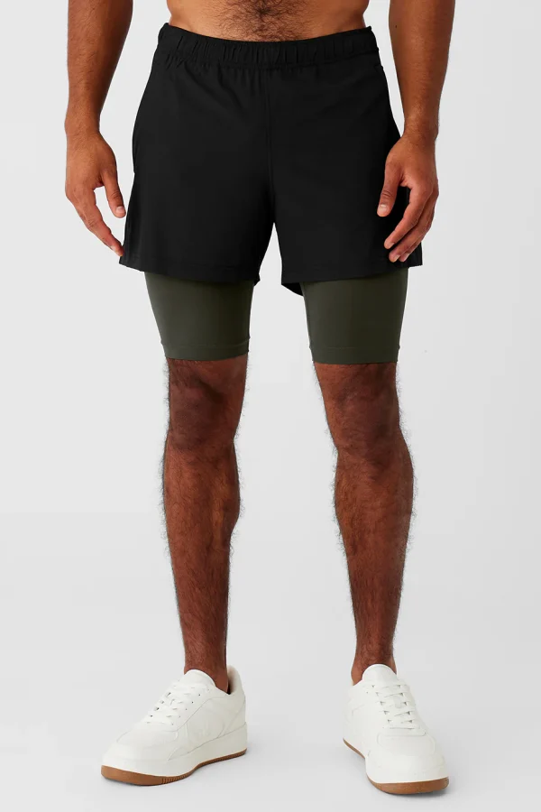 5 Revival 2-in-1 Short - Black/Stealth Green