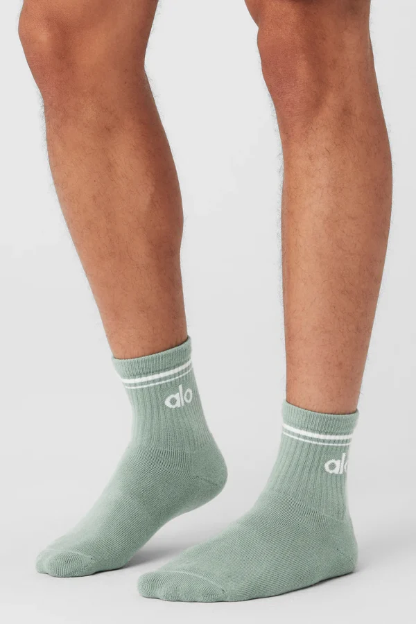 Unisex Half-Crew Throwback Sock - Icy Sage/White