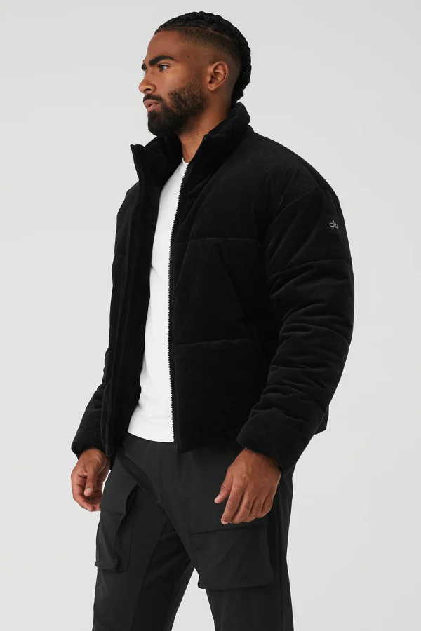 Corduroy Stage Puffer - Black
