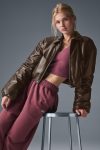 Faux Leather Cropped Premier Bomber – Espresso