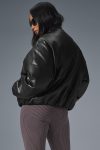 Faux Leather Premier Bomber ?C Black