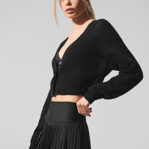 Sheer Cashmere Cropped Cardigan ?C Black