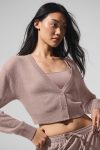 Sheer Cashmere Cropped Cardigan ?C Taupe