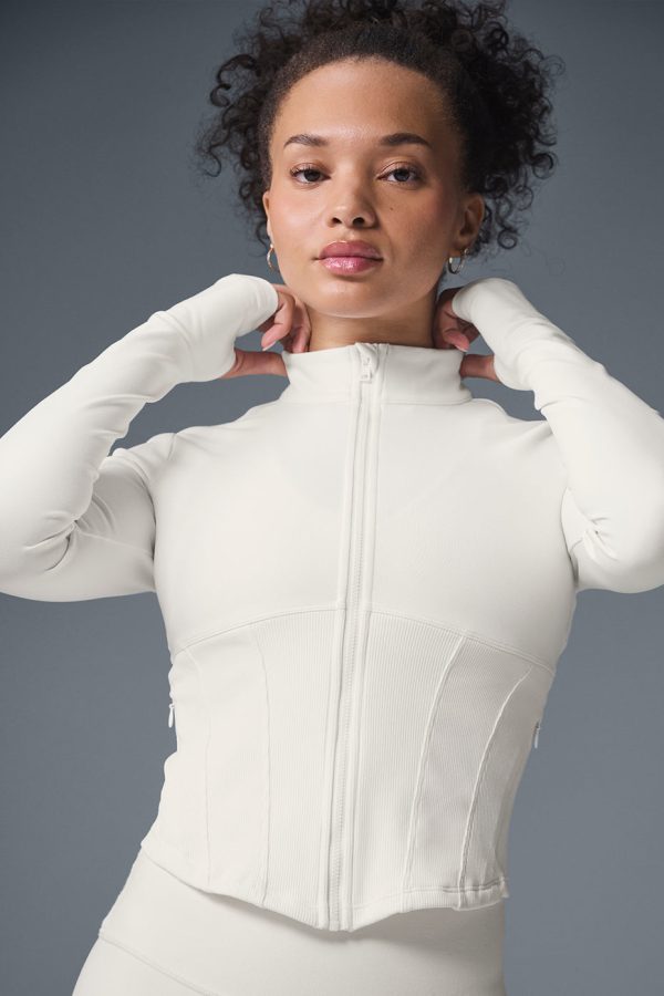 Airbrush Corset Full Zip Jacket ?C Ivory