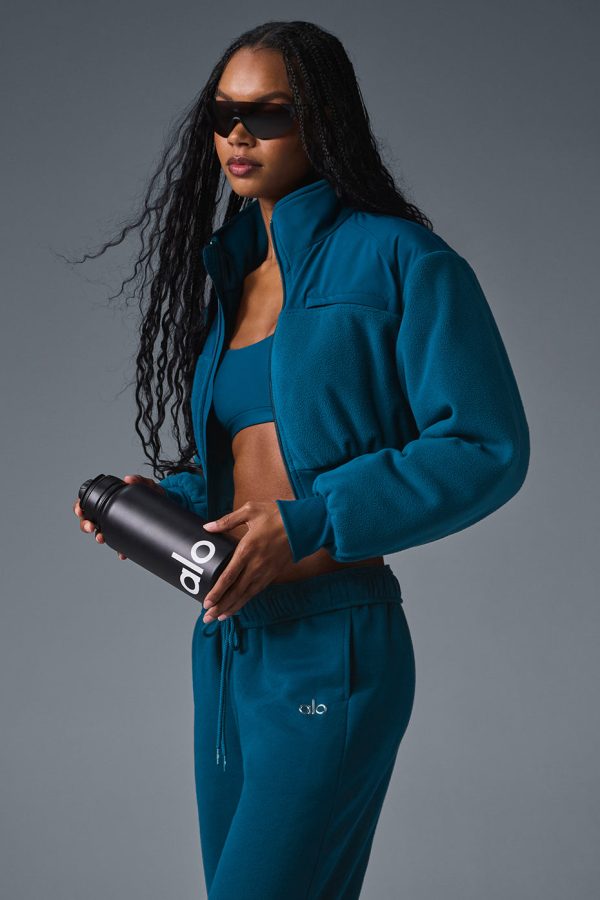 Polar Fleece Cropped Wintry Mix Jacket ?C Eclipse Blue