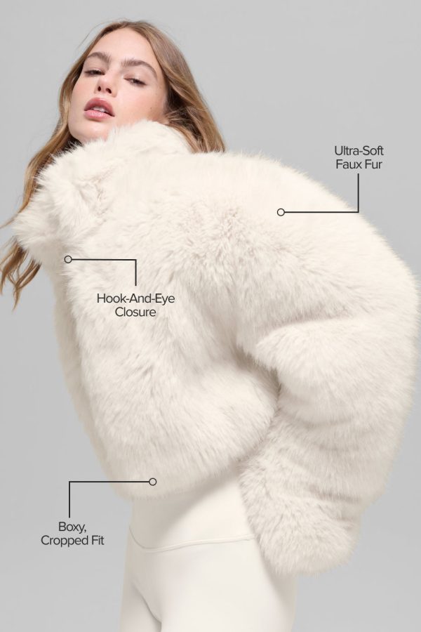 Opulent Faux Fur Cropped Jacket ?C Ivory