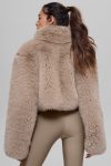 Opulent Faux Fur Cropped Jacket ?C Oat