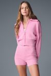 Scholar Knit Cropped Full Zip Jacket ?C Sweet Pink