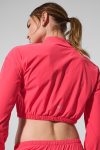 Cropped Breezy Full-Zip Cover Up ?C Candy Red