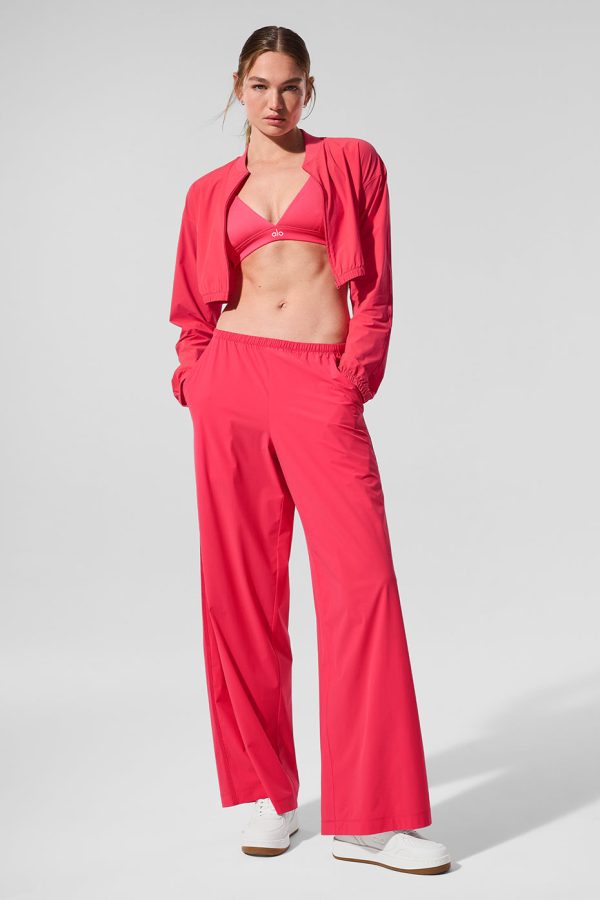 Cropped Breezy Full-Zip Cover Up ?C Candy Red