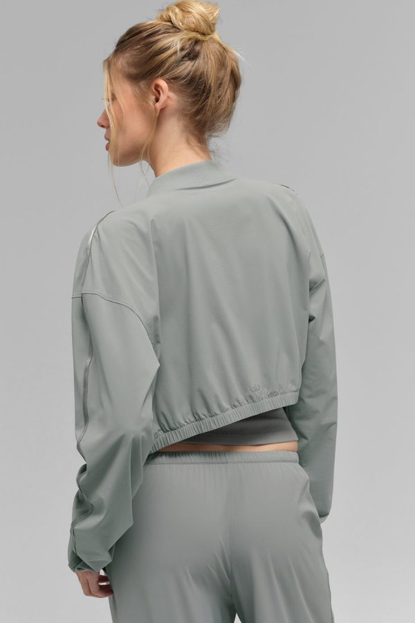 Cropped Breezy Full-Zip Cover Up ?C Lunar Grey