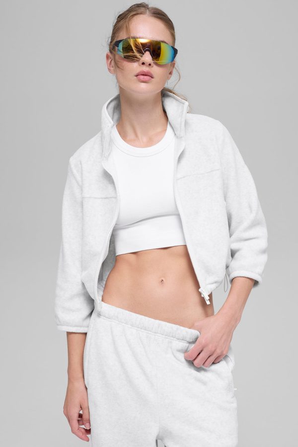 Polar Fleece Retreat Cropped Jacket ?C White Heather Grey