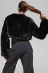Faux Fur Chic Cropped Jacket ?C Black