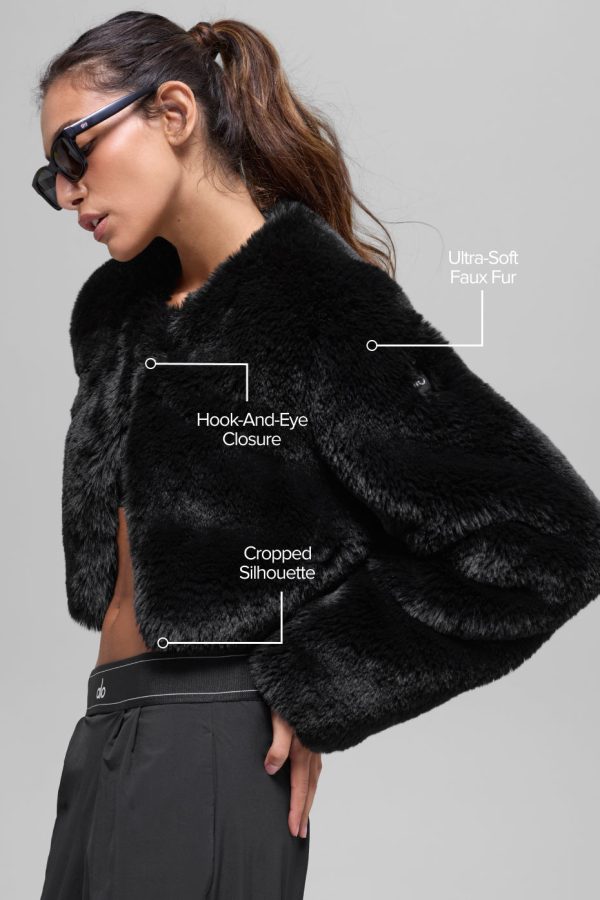 Faux Fur Chic Cropped Jacket ?C Black