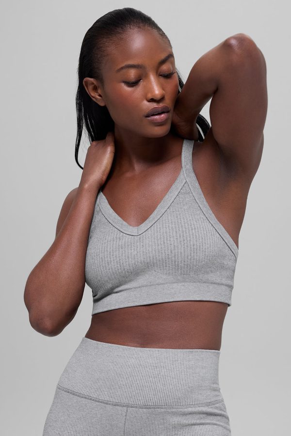 Seamless Two Tone Rib Bra ?C Light Misty Grey Heather